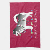 Alaskan Malamute Dog Merry Kerstdesign Theedoek (Verticaal)
