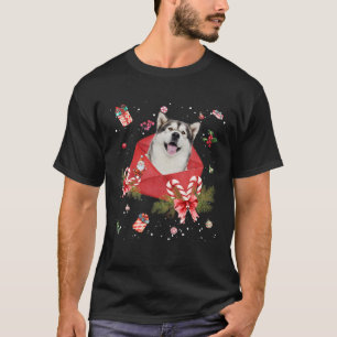Alaskan Malamute Dog met kerstkaart Ornament Pa T-shirt