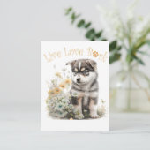 Alaskan Malamute Dog Mom Floral Briefkaart (Staand voorkant)
