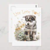 Alaskan Malamute Dog Mom Floral Briefkaart (Voorkant / Achterkant)