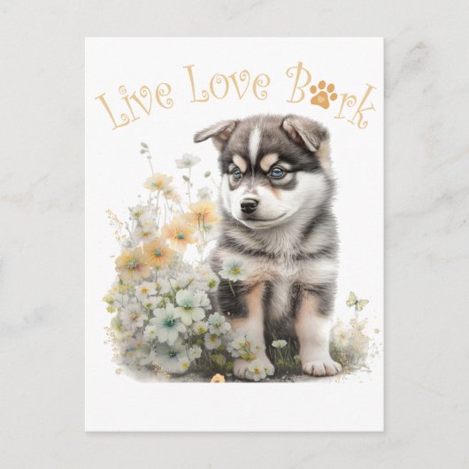 Alaskan Malamute Dog Mom Floral Briefkaart (Voorkant)