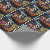 Alaskan Malamute Dog op Paddle: Een Schilderachtig Cadeaupapier (Hoek)