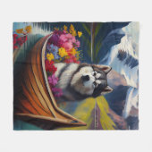 Alaskan Malamute Dog op Paddle: Een Schilderachtig Fleece Deken (Voorkant (Horizontaal))