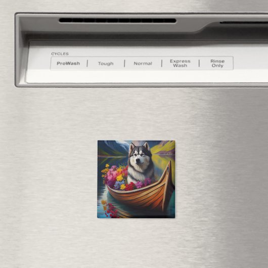 Alaskan Malamute Dog op Paddle: Een Schilderachtig Magneet (Insitu (Vaatwasser))