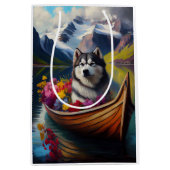 Alaskan Malamute Dog op Paddle: Een Schilderachtig Medium Cadeauzakje (Voorkant)