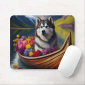 Alaskan Malamute Dog op Paddle: Een Schilderachtig Muismat (Met muis)