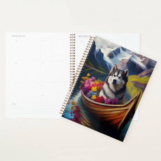 Alaskan Malamute Dog op Paddle: Een Schilderachtig Planner (Display)