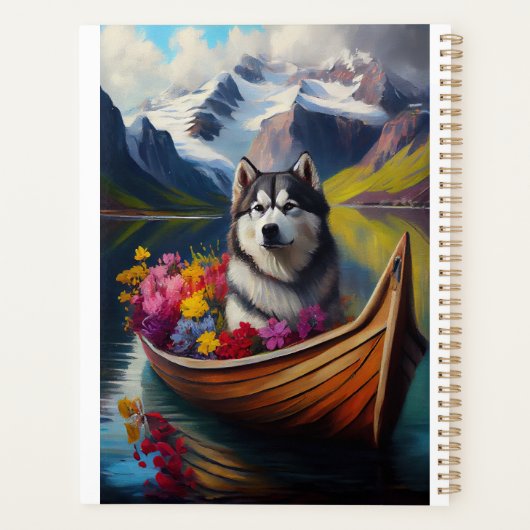 Alaskan Malamute Dog op Paddle: Een Schilderachtig Planner (Achterkant)