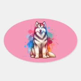 Alaskan Malamute Dog Ovale Sticker