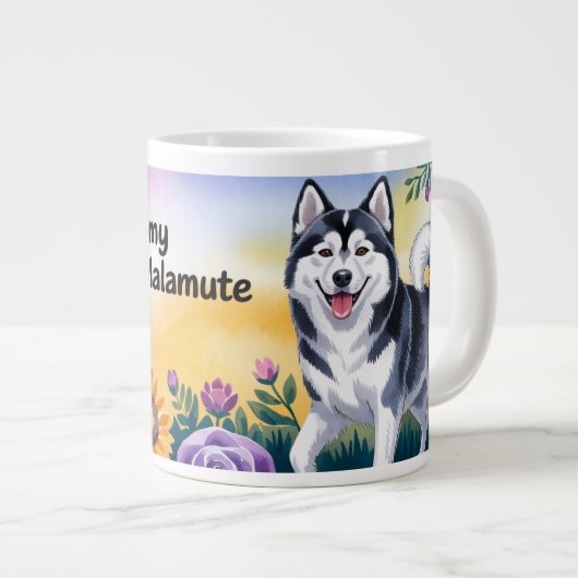 Alaskan Malamute Dog Owner Gift Grote Koffiekop (Voorkant rechts)