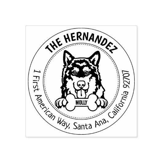 Alaskan Malamute Dog Retouradres Rubberstempel (Afrduk)