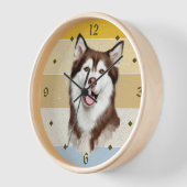 Alaskan Malamute Dog Retro Sunset Clock (Hoek)