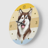 Alaskan Malamute Dog Retro Sunset Clock Grote Klok (Hoek)