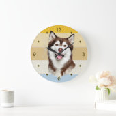Alaskan Malamute Dog Retro Sunset Clock Grote Klok (Huis)