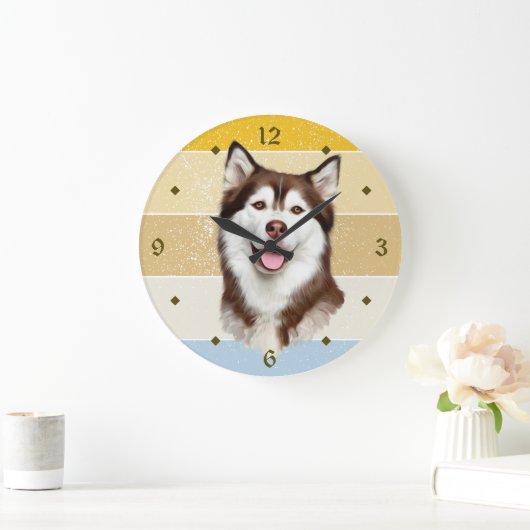 Alaskan Malamute Dog Retro Sunset Clock Grote Klok (Huis)