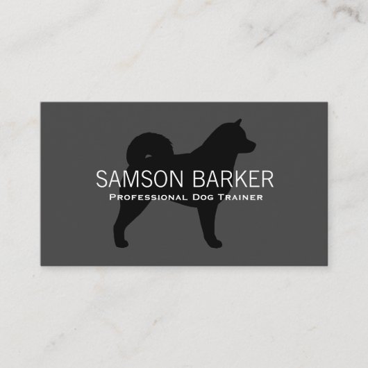 Alaskan Malamute Dog Silhouette Black op Grey Visitekaartje (Voorkant)