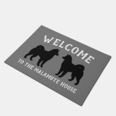 Alaskan Malamute Dog Silhouettes Custom Deurmat (Schuin)