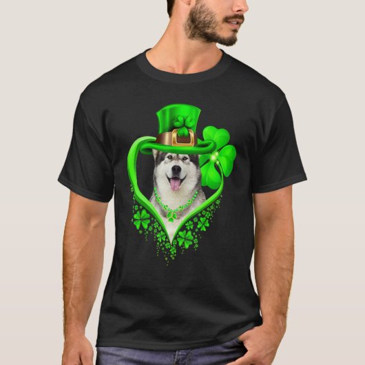 Alaskan Malamute Dog St Patricks Day Lover Irish S T-shirt (Voorkant)
