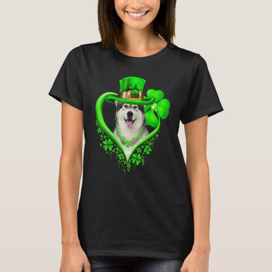 Alaskan Malamute Dog St Patricks Day Lover Irish S T-shirt (Voorkant)