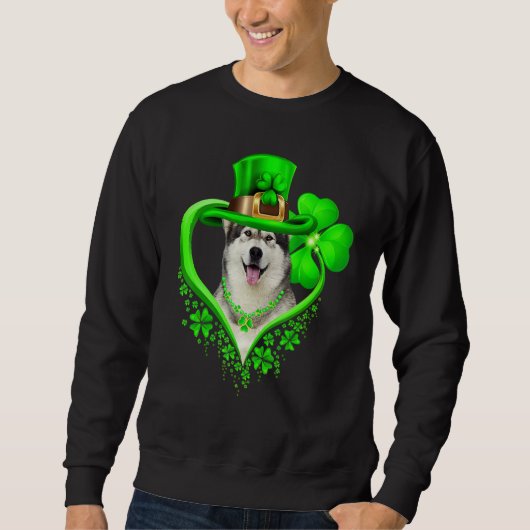 Alaskan Malamute Dog St Patricks Day Lover Irish S Trui (Voorkant)