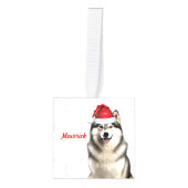 Alaskan Malamute Dog Twee Foto Kerstvakantie Decoratie (Voorkant)