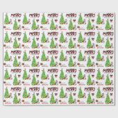 Alaskan Malamute Dog, vogel en kerstboom Cadeaupapier (Vlak)