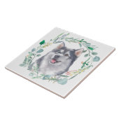 Alaskan Malamute Dog Waterverf Wreath Tegeltje (Zijkant)