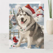 Alaskan Malamute Dog Winter Wonderland Kerstmis Kaart (Voorkant)
