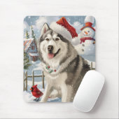 Alaskan Malamute Dog Winter Wonderland Kerstmis Muismat (Met muis)