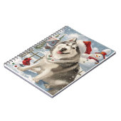 Alaskan Malamute Dog Winter Wonderland Kerstmis Notitieboek (Linkerzijde)