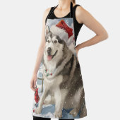 Alaskan Malamute Dog Winter Wonderland Kerstmis Schort (Insitu)