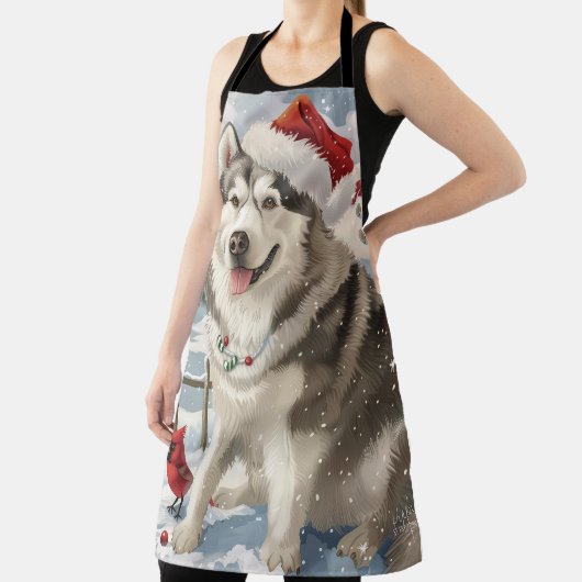 Alaskan Malamute Dog Winter Wonderland Kerstmis Schort (Insitu)
