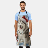 Alaskan Malamute Dog Winter Wonderland Kerstmis Schort (Gedragen)