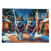 Alaskan Malamute Dogs Christmas Snow Holiday Groot Cadeauzakje (Achterkant)