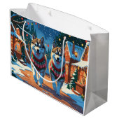 Alaskan Malamute Dogs Christmas Snow Holiday Groot Cadeauzakje (Achterkant Gekanteld)