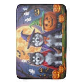 Alaskan Malamute Dogs Pompoen Halloween Grappig Badmat (Voorkant Verticaal)