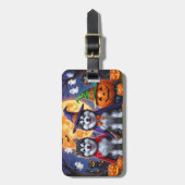 Alaskan Malamute Dogs Pompoen Halloween Grappig Bagagelabel (Voorkant verticaal)