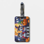 Alaskan Malamute Dogs Pompoen Halloween Grappig Bagagelabel (Achterkant verticaal)