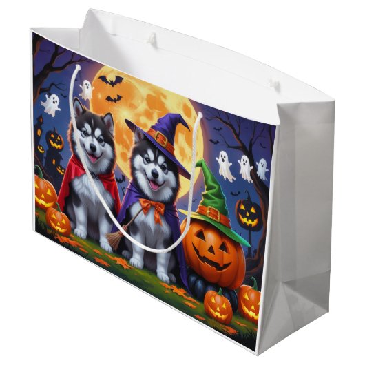 Alaskan Malamute Dogs Pompoen Halloween Grappig Groot Cadeauzakje (Achterkant Gekanteld)