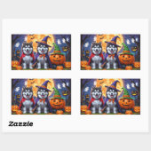 Alaskan Malamute Dogs Pompoen Halloween Grappig Rechthoekige Sticker (Vel)