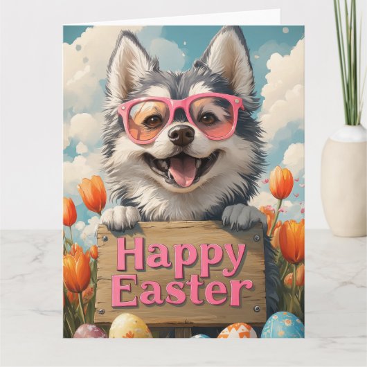 Alaskan Malamute Easter Eggs Kaart (Voorkant)