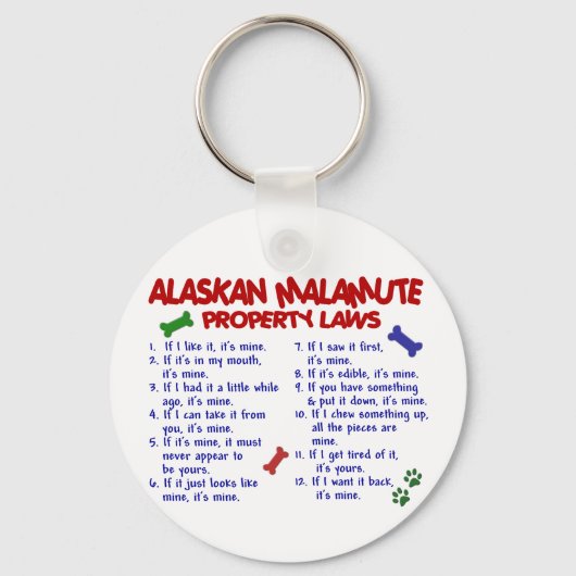 ALASKAN MALAMUTE Eigendomwetten 2 Sleutelhanger (Voorkant)