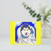 Alaskan Malamute Engel Briefkaart (Staand voorkant)