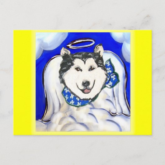 Alaskan Malamute Engel Briefkaart (Voorkant)