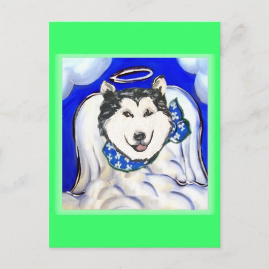 Alaskan Malamute Engel Briefkaart (Voorkant)