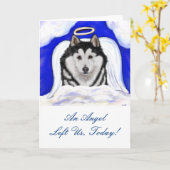 Alaskan Malamute Engel Kaart (Gele Bloem)