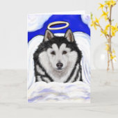 Alaskan Malamute Engel Kaart (Gele Bloem)
