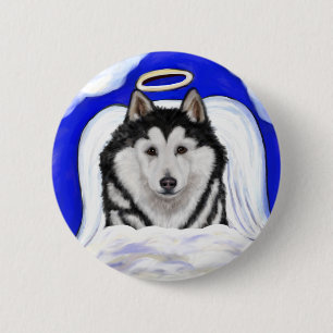 Alaskan Malamute Engel Ronde Button 5,7 Cm