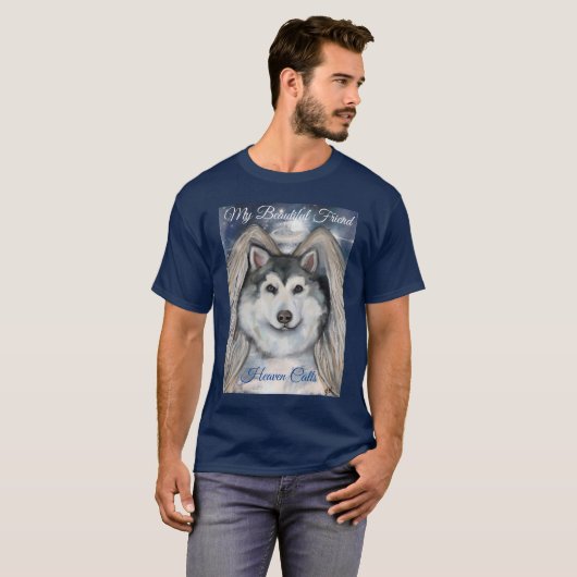 Alaskan Malamute Engel T-shirt (Voorkant volledig)