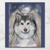 Alaskan Malamute Engel Wijn Etiket (Enkel label)